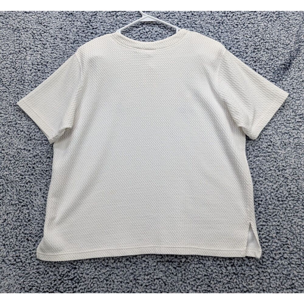 VTG Waffle Knit Floral Embroidered Top Size XL Cottage Granny Garden White - Picture 4 of 12